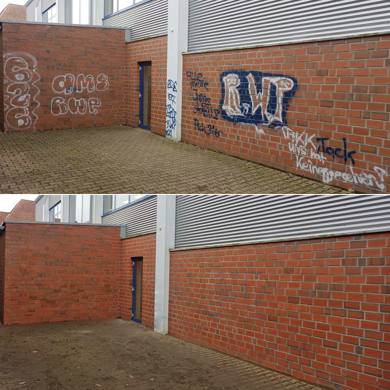 Graffitis-Reinigung bei öffentlichen Gebäuden durch TrockenEisZeit.com